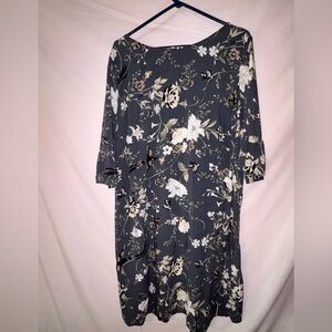 Old Navy Floral Long Sleeve Dress - Gray and White